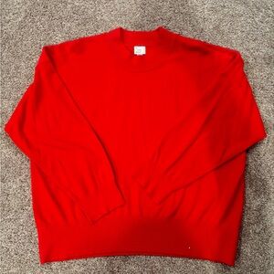 A New Day Red Crewneck Sweater with Ribbed Details